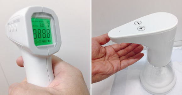 体温測定と手指の消毒